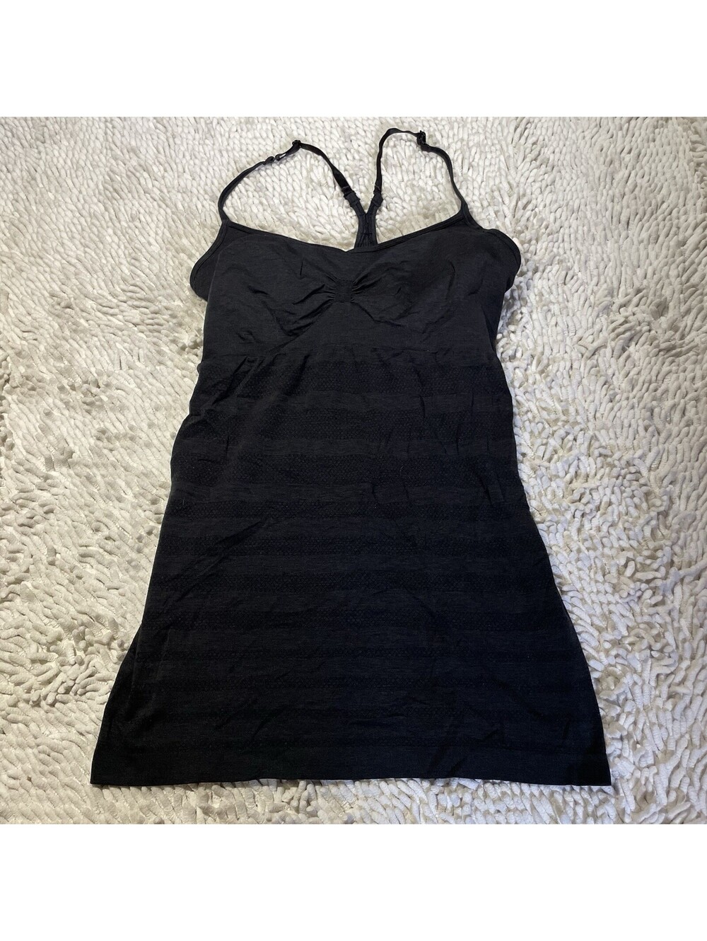Lululemon Size 4 Black Cinch Front Seamless Tank Top Ebb to Street
